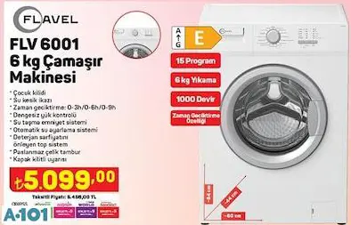 FLAVEL 6 KG ÇAMAŞIR MAKİNESİ FLAVEL 6 KG ÇAMAŞIR MAKİNESİ